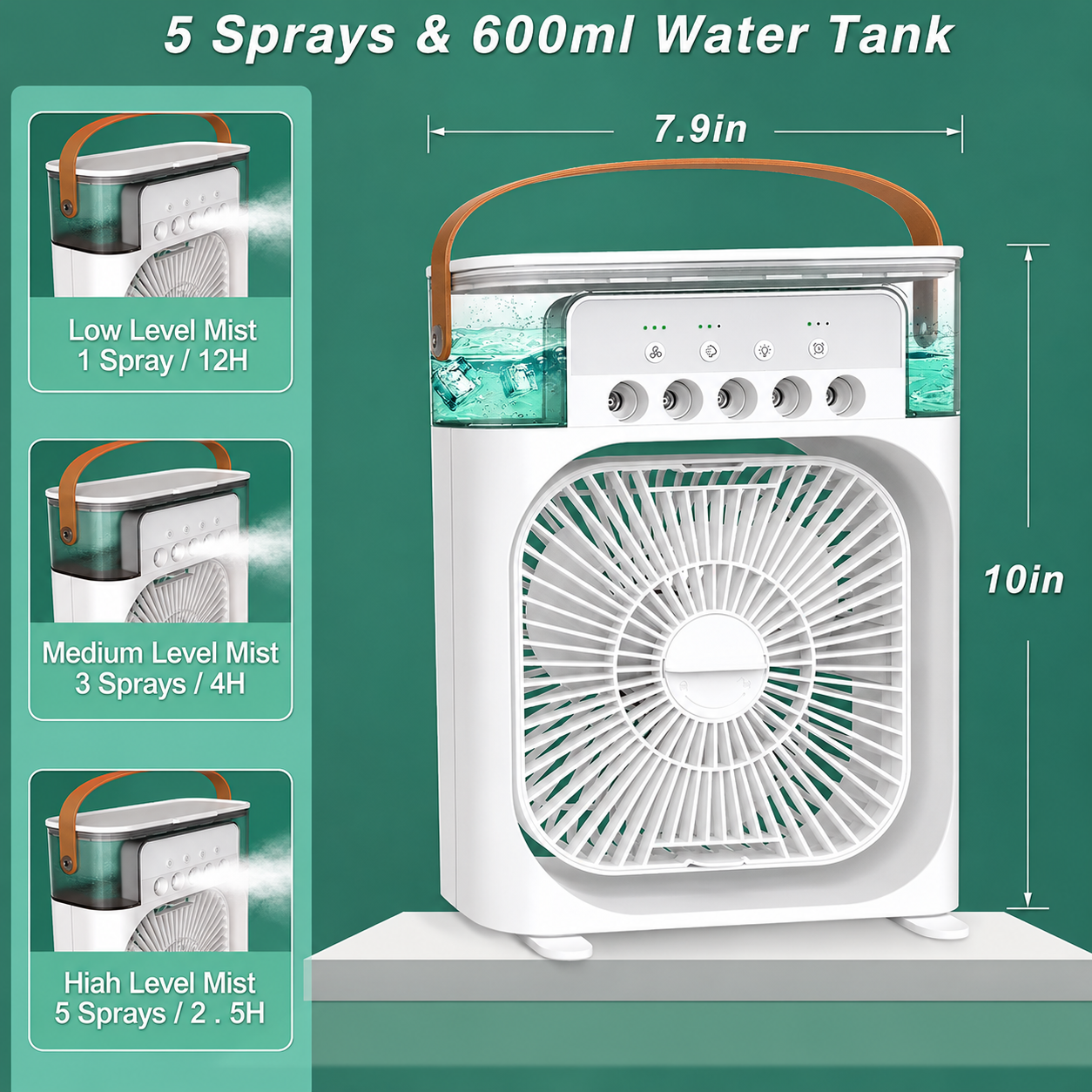 Five-Hole Spray Portable mini air Water-cooling Fan