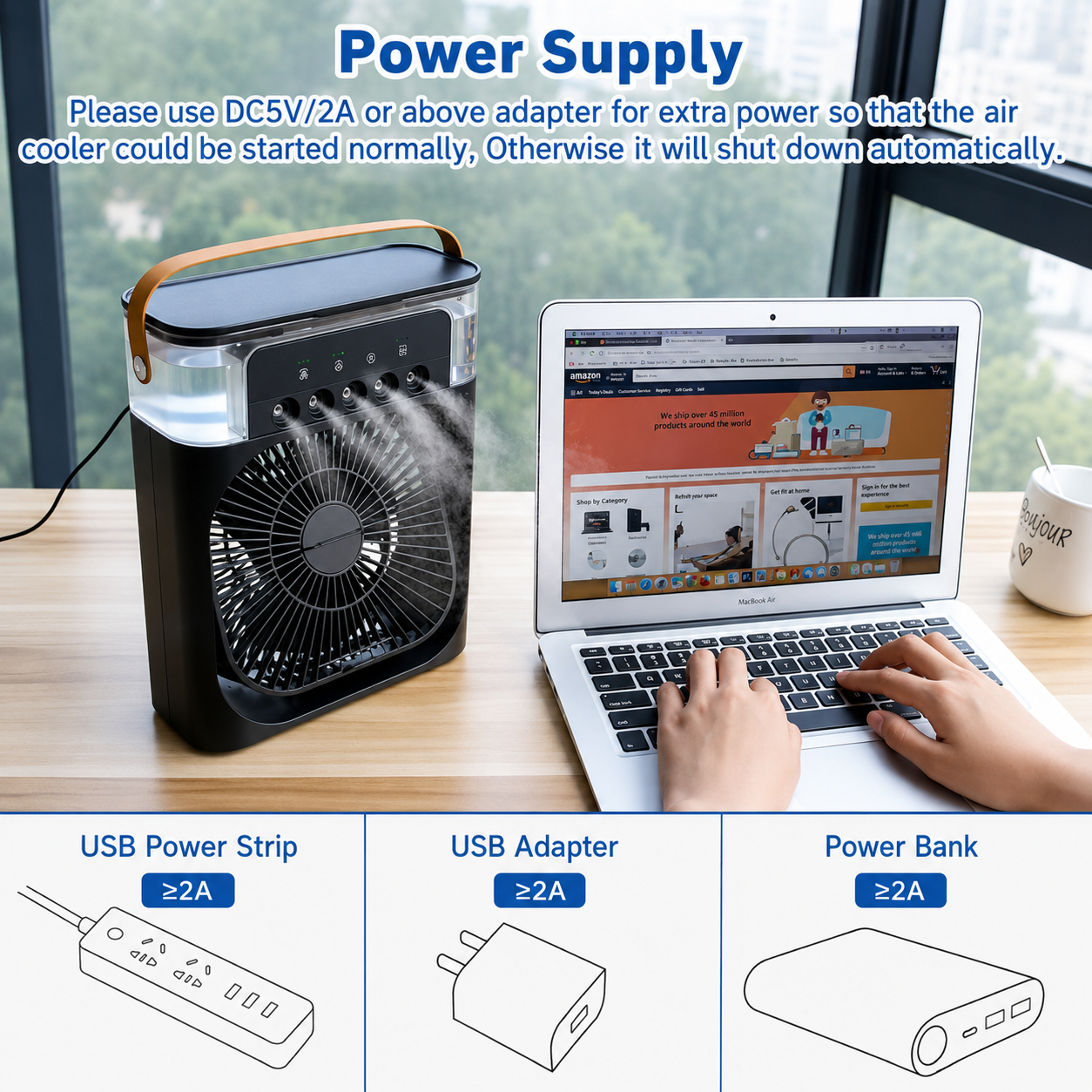Five-Hole Spray Portable mini air Water-cooling Fan